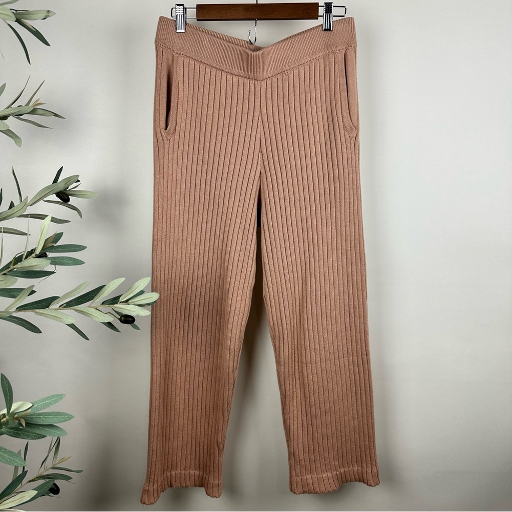 HAVEN Well Within Organic Cotton Cashmere Rib Knit Cropped Lounge Pants - Picture 2 of 12